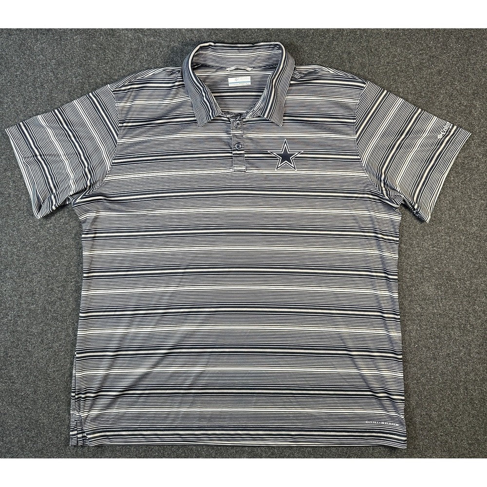 Columbia PFG Omni-Shade Short Sleeve Polo Shirt‎ Men XL Blue Design